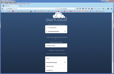 Page de configuration de Owncloud